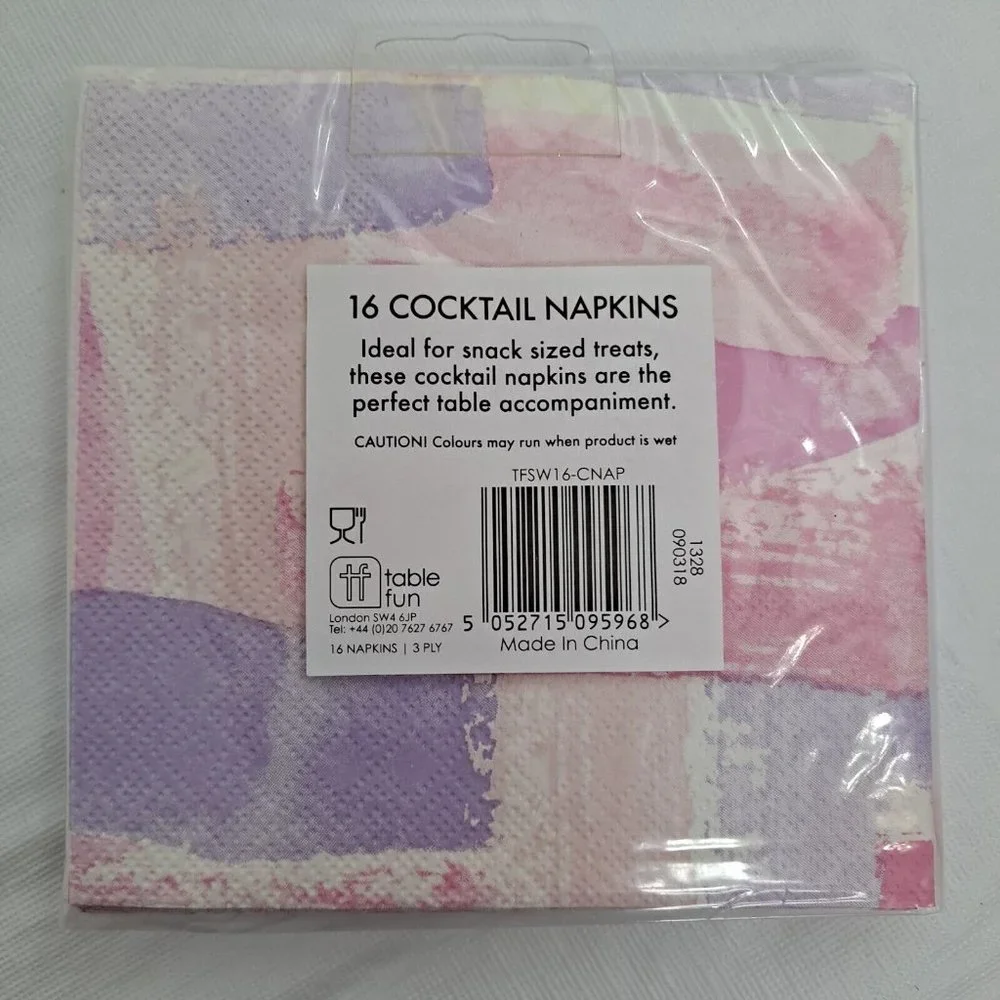Cocktail Napkins Paint Color Block Pink Purple party supplies 16 Count